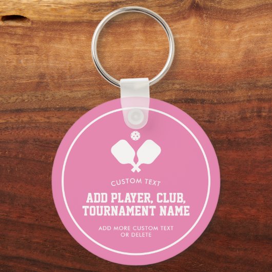 Pickleball Party Paddles Roze Wit Custom Sleutelhanger (Voorkant)