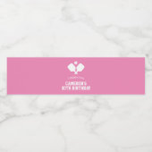 Pickleball Party Paddles Roze Wit Custom Waterfles Etiket (Enkel label)