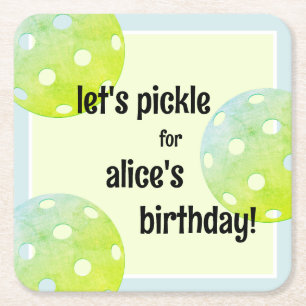 Pickleball Party Sport Groen Custom Vierkante Kartonnen Onderzetter