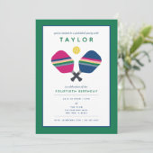 Pickleball Party Sports Blue Green Invitation (Debout devant)