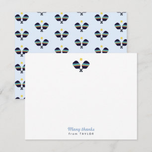 Pickleball Party Sports Dark Blue Striped Paddles Bedankkaart