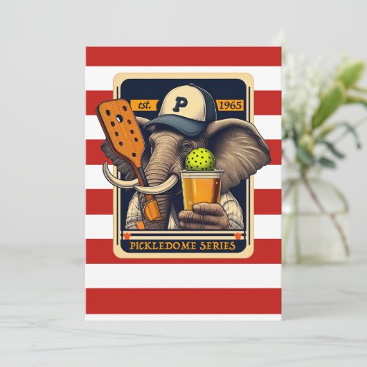 Pickleball Party Toernooi Uitnodigingen Olifant (Staand voorkant)