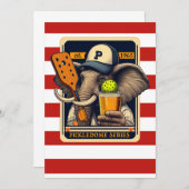 Pickleball Party Toernooi Uitnodigingen Olifant (Voorkant / Achterkant)