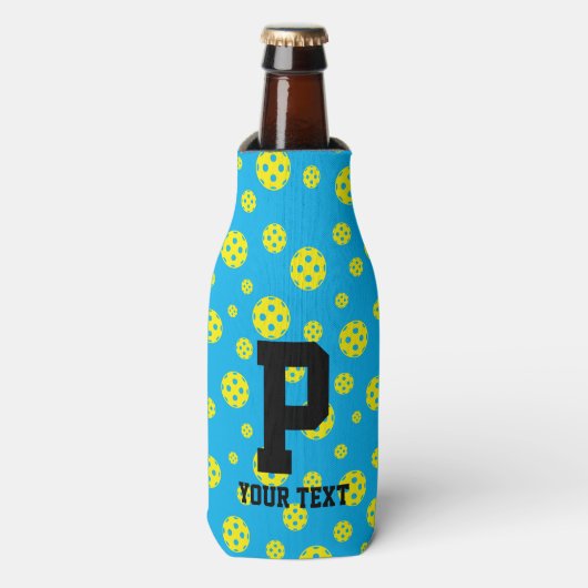 Pickleball-patroonkoeler met aangepaste tekst flesjeskoeler (Fles Voorkant)