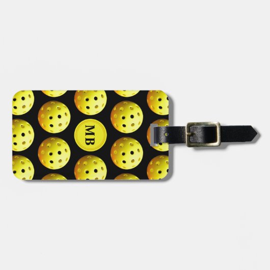 Pickleball Pattern Monogram Bagagelabel (Voorkant horizontaal)