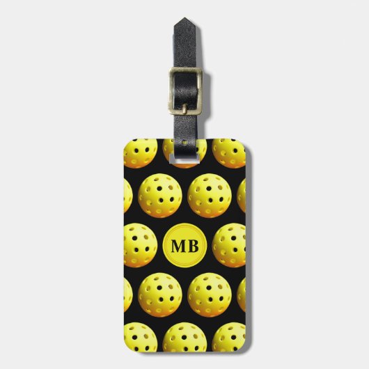 Pickleball Pattern Monogram Bagagelabel (Voorkant verticaal)