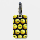 Pickleball Pattern Monogram Bagagelabel (Achterkant verticaal)