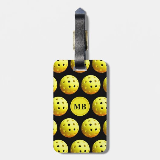 Pickleball Pattern Monogram Bagagelabel (Achterkant verticaal)