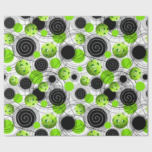 Pickleball Pattern Neon Green Cadeaupapier (Vlak)