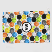 Pickleball Pattern Oranje Initialen Sweat Towel Golfhanddoek (Horizontaal)
