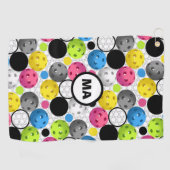 Pickleball Pattern roze Initialen Sweat Towel Golfhanddoek (Horizontaal)