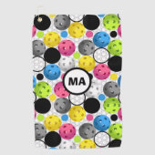 Pickleball Pattern roze Initialen Sweat Towel Golfhanddoek (Voorkant)