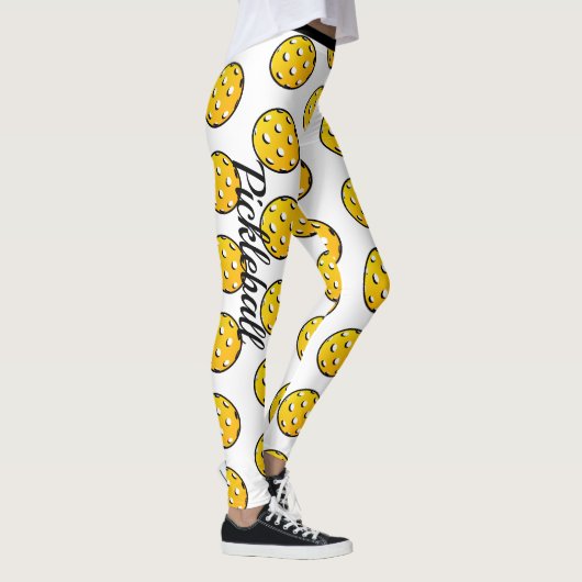 Pickleball Personaliseert Leggings White Yellow (Rechts)