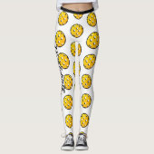 Pickleball Personaliseert Leggings White Yellow (Voorkant)