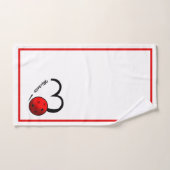 Pickleball Personalized Heart Red and White Handdoek (Handdoek)