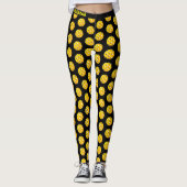 Pickleball Persoonlijke Leggings zwart geel (Voorkant)