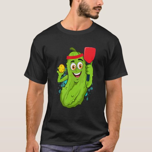 Pickleball Pickle Paddle  Cucumber Player Vegan T-shirt (Voorkant)