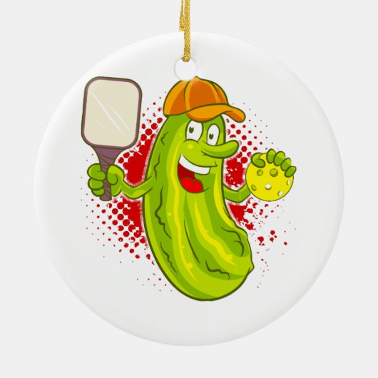 Pickleball Pickle Player Keramisch Ornament (Achterkant)