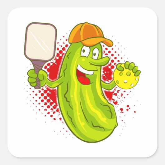 Pickleball Pickle Player Vierkante Sticker (Voorkant)