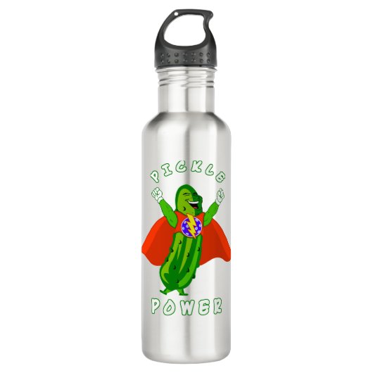 Pickleball Pickle Power Super Hero Waterfles (Voorkant)