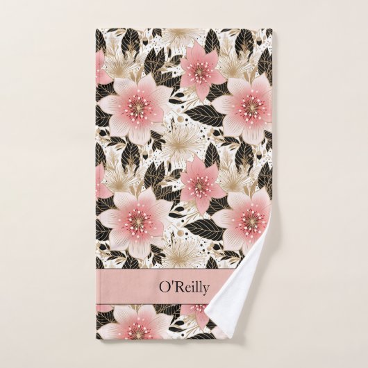 Pickleball Pickleball Serviette blanche rose noire (Serviette à main)
