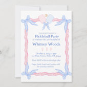 Pickleball Pink Blue Coquette Party Invitations (Devant)
