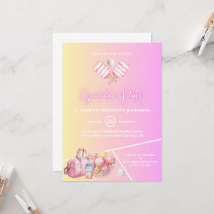 Pickleball Pink Fun Graduation Party Invitation