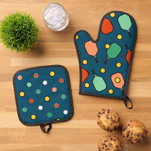 Pickleball Pink Ovenwant & Pannenlap Set (Top down)