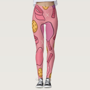 Pickleball Pink Paddle Motif Leggings sportifs
