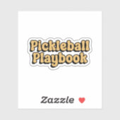Pickleball Playbook Gele Retro Typografie Sticker (Vel)