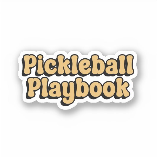Pickleball Playbook Gele Retro Typografie Sticker (Voorkant)