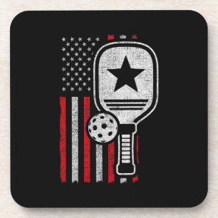 Pickleball Player - American Flag Pickleball - Fot Bier Onderzetter
