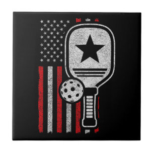 Pickleball Player - American Flag Pickleball - Fot Tegeltje