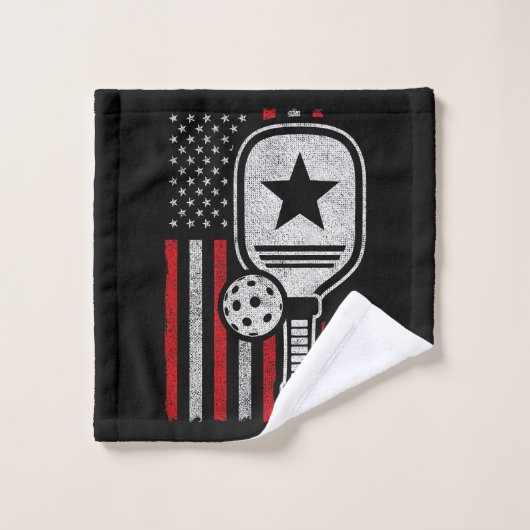 Pickleball Player - American Flag Pickleball - Pic (Gant de toilette)