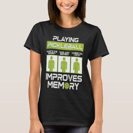 Pickleball Player Playing Pickleball Improves Memo T-shirt (Voorkant)