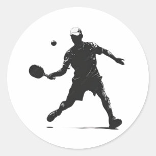 Pickleball Player Silhouette Sport Design Ronde Sticker