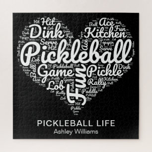 Pickleball Player Word Art Typografie gepersonalis Legpuzzel