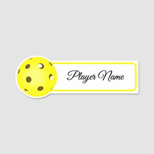 Pickleball Player Yellow Pickleballs Personalized Naamplaatje (Voorkant)