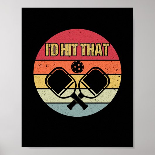 Pickleball Player zou ik die Retro huren Poster (Voorkant)