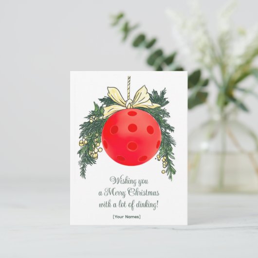 Pickleball🎄 Prettig kerstfeest, eigen tekst Briefkaart (Staand voorkant)