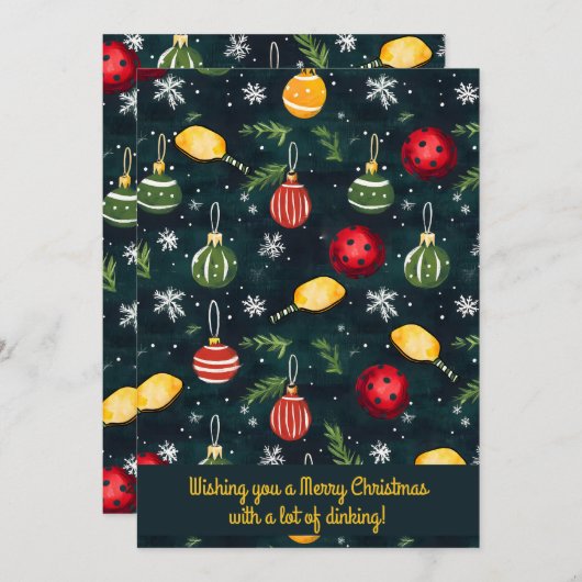 Pickleball🎄 Prettig kerstfeest, eigen tekst Feestdagenkaart (Voorkant / Achterkant)