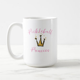 Pickleball Princess Gold Glitter Tiara & Roze Teks Koffiemok