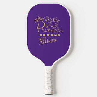 Pickleball Princess Purple Gold Custom Naam Elegan Paddle
