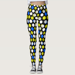 Pickleball Print - groene witte blauwe polka stipp Leggings