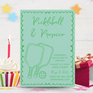 Pickleball & Prosecco Bachelorette Party Hand-Draw Kaart