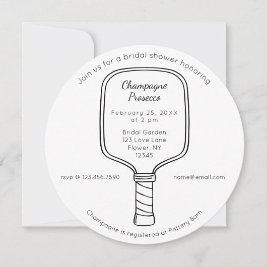 Pickleball & Prosecco Bruids Douche Uitnodiging (Voorkant)