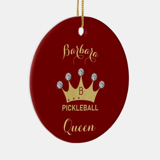 Pickleball Queen Glam Glitz Monogram Naam Keramisch Ornament (Rechts)