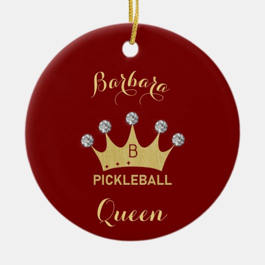 Pickleball Queen Glam Glitz Monogram Naam Keramisch Ornament (Voorkant)