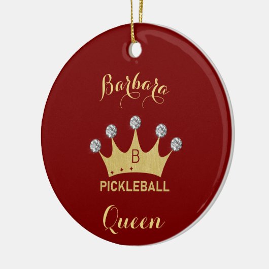 Pickleball Queen Glam Glitz Monogram Naam Keramisch Ornament (Links)