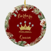 Pickleball Queen Glam Glitz Monogram Naam Keramisch Ornament (Achterkant)